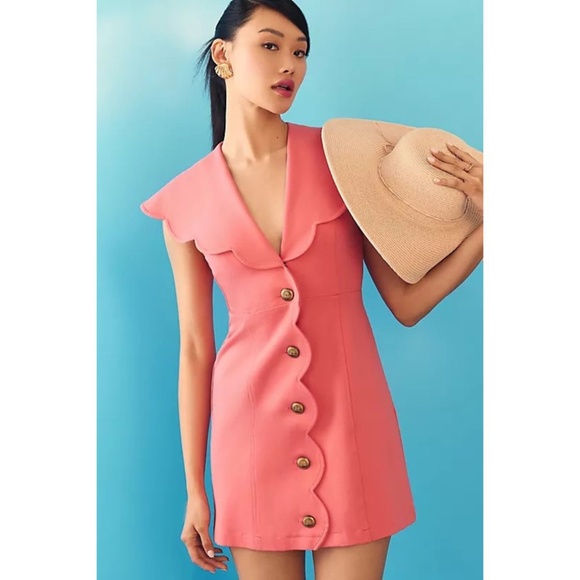 Anthropologie Maeve Scalloped Buttondown Dress - Picture 3 of 9